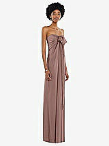 Alt View 5 Thumbnail - Sienna Draped Satin Grecian Column Gown with Convertible Straps