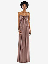 Front View Thumbnail - Sienna Draped Satin Grecian Column Gown with Convertible Straps