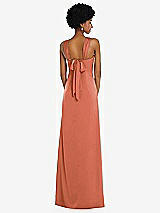 Alt View 3 Thumbnail - Terracotta Copper Draped Satin Grecian Column Gown with Convertible Straps