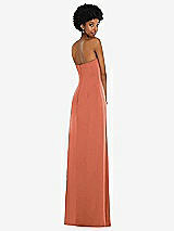 Alt View 6 Thumbnail - Terracotta Copper Draped Satin Grecian Column Gown with Convertible Straps