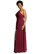 Alt View 2 Thumbnail - Burgundy Diamond Halter Maxi Dress with Adjustable Straps