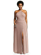 Alt View 1 Thumbnail - Neu Nude Diamond Halter Maxi Dress with Adjustable Straps