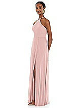 Side View Thumbnail - Rose Diamond Halter Maxi Dress with Adjustable Straps