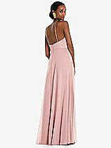 Rear View Thumbnail - Rose Diamond Halter Maxi Dress with Adjustable Straps