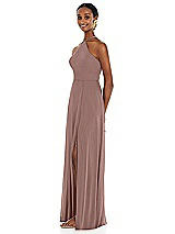 Side View Thumbnail - Sienna Diamond Halter Maxi Dress with Adjustable Straps