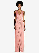 Alt View 1 Thumbnail - Rose Faux Wrap Whisper Satin Maxi Dress with Draped Tulip Skirt