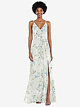 Front View Thumbnail - Bleu Garden Faux Wrap Criss Cross Back Maxi Dress with Adjustable Straps