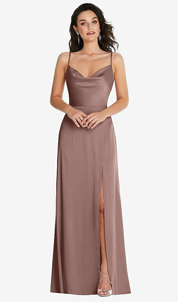 Front View - Sienna Cowl-Neck A-Line Maxi Dress with Adjustable Straps