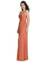 Side View Thumbnail - Terracotta Copper Cowl-Neck A-Line Maxi Dress with Adjustable Straps