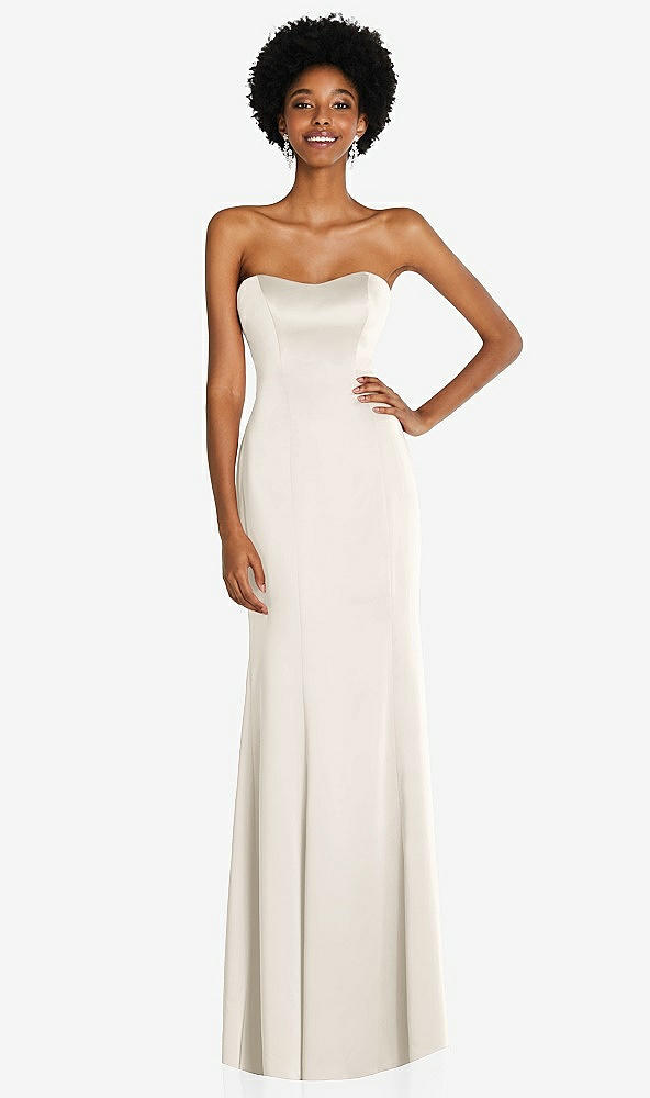 Front View - Ivory Strapless Princess Line Lux Charmeuse Mermaid Gown
