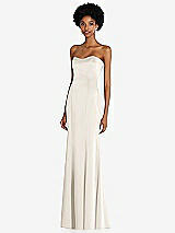 Side View Thumbnail - Ivory Strapless Princess Line Lux Charmeuse Mermaid Gown