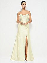 Alt View 1 Thumbnail - Butter Yellow Bow Cuff Strapless Princess Waist Trumpet Gown