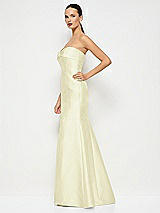 Alt View 2 Thumbnail - Butter Yellow Bow Cuff Strapless Princess Waist Trumpet Gown
