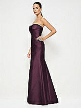 Alt View 2 Thumbnail - Deep Plum Bow Cuff Strapless Princess Waist Trumpet Gown