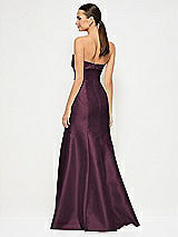 Alt View 3 Thumbnail - Deep Plum Bow Cuff Strapless Princess Waist Trumpet Gown