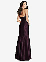 Rear View Thumbnail - Deep Plum Bow Cuff Strapless Princess Waist Trumpet Gown