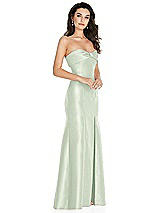 Side View Thumbnail - Mint Green Bow Cuff Strapless Princess Waist Trumpet Gown