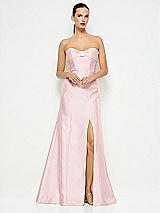 Alt View 1 Thumbnail - Ballet Pink Bow Cuff Strapless Princess Waist Trumpet Gown