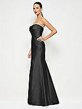 Alt View 2 Thumbnail - Black Bow Cuff Strapless Princess Waist Trumpet Gown