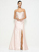 Alt View 1 Thumbnail - Blush Bow Cuff Strapless Princess Waist Trumpet Gown