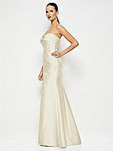 Alt View 2 Thumbnail - Champagne Bow Cuff Strapless Princess Waist Trumpet Gown