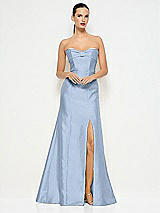 Alt View 1 Thumbnail - Cloudy Bow Cuff Strapless Princess Waist Trumpet Gown