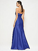 Alt View 3 Thumbnail - Cobalt Blue Bow Cuff Strapless Princess Waist Trumpet Gown
