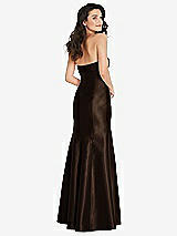 Rear View Thumbnail - Espresso Bow Cuff Strapless Princess Waist Trumpet Gown