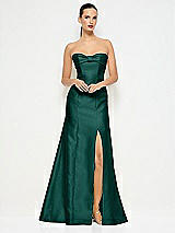 Alt View 1 Thumbnail - Evergreen Bow Cuff Strapless Princess Waist Trumpet Gown