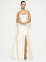 Alt View 1 Thumbnail - Ivory Bow Cuff Strapless Princess Waist Trumpet Gown