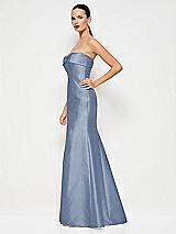 Alt View 2 Thumbnail - Larkspur Blue Bow Cuff Strapless Princess Waist Trumpet Gown