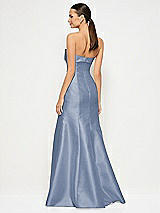 Alt View 3 Thumbnail - Larkspur Blue Bow Cuff Strapless Princess Waist Trumpet Gown