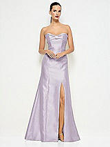 Alt View 1 Thumbnail - Lilac Haze Bow Cuff Strapless Princess Waist Trumpet Gown