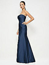 Alt View 2 Thumbnail - Midnight Navy Bow Cuff Strapless Princess Waist Trumpet Gown