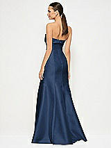 Alt View 3 Thumbnail - Midnight Navy Bow Cuff Strapless Princess Waist Trumpet Gown