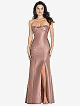Front View Thumbnail - Neu Nude Bow Cuff Strapless Princess Waist Trumpet Gown