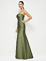 Alt View 2 Thumbnail - Olive Green Bow Cuff Strapless Princess Waist Trumpet Gown