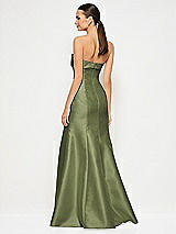 Alt View 3 Thumbnail - Olive Green Bow Cuff Strapless Princess Waist Trumpet Gown