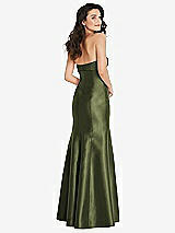 Rear View Thumbnail - Olive Green Bow Cuff Strapless Princess Waist Trumpet Gown