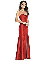 Side View Thumbnail - Poppy Red Bow Cuff Strapless Princess Waist Trumpet Gown