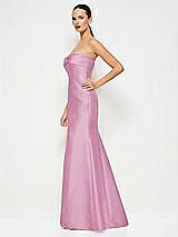 Alt View 2 Thumbnail - Powder Pink Bow Cuff Strapless Princess Waist Trumpet Gown