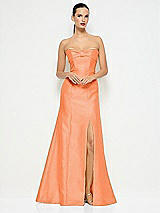 Alt View 1 Thumbnail - Portofino Orange Bow Cuff Strapless Princess Waist Trumpet Gown