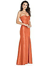Side View Thumbnail - Portofino Orange Bow Cuff Strapless Princess Waist Trumpet Gown
