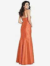 Rear View Thumbnail - Portofino Orange Bow Cuff Strapless Princess Waist Trumpet Gown