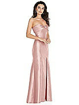 Side View Thumbnail - Rose Bow Cuff Strapless Princess Waist Trumpet Gown