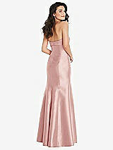 Rear View Thumbnail - Rose Bow Cuff Strapless Princess Waist Trumpet Gown