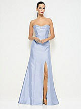 Alt View 1 Thumbnail - Sky Blue Bow Cuff Strapless Princess Waist Trumpet Gown