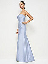 Alt View 2 Thumbnail - Sky Blue Bow Cuff Strapless Princess Waist Trumpet Gown