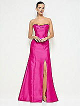 Alt View 1 Thumbnail - Think Pink Bow Cuff Strapless Princess Waist Trumpet Gown