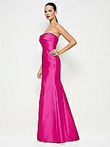Alt View 2 Thumbnail - Think Pink Bow Cuff Strapless Princess Waist Trumpet Gown